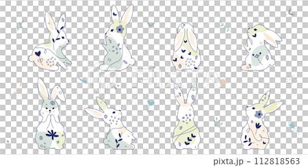 Easter Rabbits set in Boho style Easter Rabbits set in Boho style 112818563