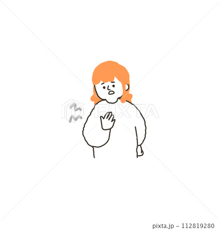 胸あたりの不調がある女性 112819280