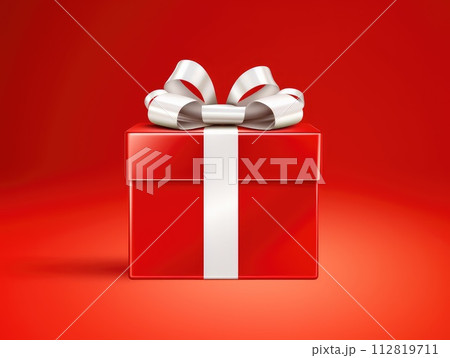 AI-generated content. Red box with a white bow. Gift in a red box AI-generated content. Red box with a white bow. Gift in a red box 112819711