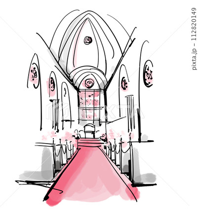 教会 　結婚式　チャペル　バージンロード 112820149