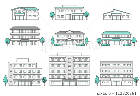介護施設の建物イラストセット 介護施設の建物イラストセット 112820261