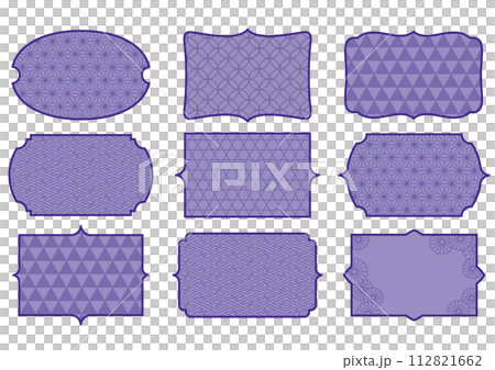 シンプルな線画の和柄フレームセット　一重罫　文字なし 112821662