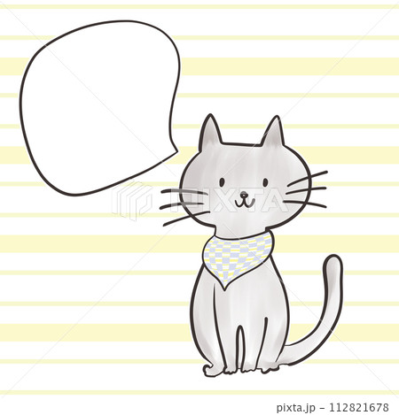 猫_吹き出し_市松模様_ストライプ_スカーフ_05_6 112821678