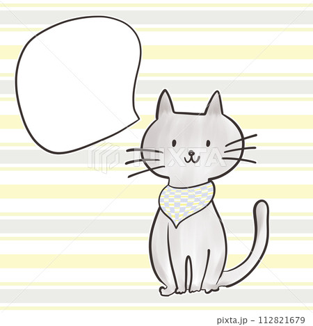 猫_吹き出し_市松模様_ストライプ_スカーフ_05_7 112821679
