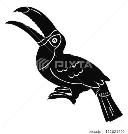 手描きのオニオオハシのシルエット素材 112821692