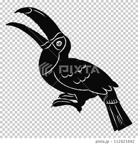 手描きのオニオオハシのシルエット素材 112821692