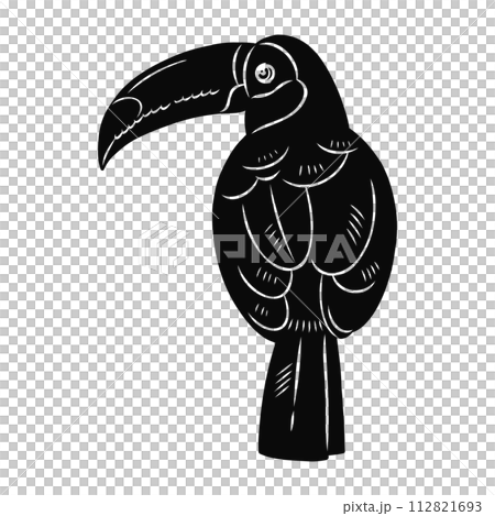 Hand-painted toucan silhouette material 112821693