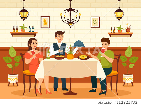 Spanish Restaurant Vector Illustration with Various of Food Menu Traditional Dish Typical Recipe and Cuisine in Flat Cartoon Background Design 112821732