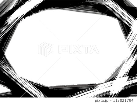 黒と白の絵の具で囲った背景 112821794