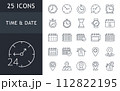Time, date and address concept outline icons set isolated on white background. vector illustration 112822195