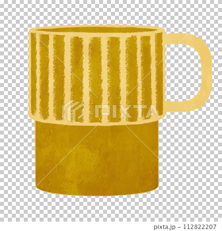Illustration of midcentury brown stacking mugs Illustration of midcentury brown stacking mugs 112822207