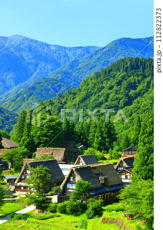 【富山県】新緑の五箇山相倉合掌集落の眺望 【富山県】新緑の五箇山相倉合掌集落の眺望 112822373