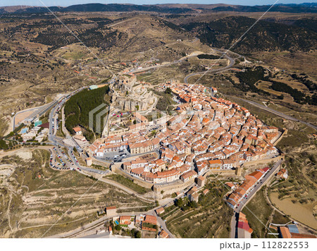 Aerial view of Morella with castle Aerial view of Morella with castle 112822553