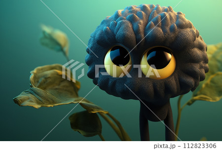 植物のキャラクター　オリジナル　植物　かわいい　葉　目　AI生成 112823306