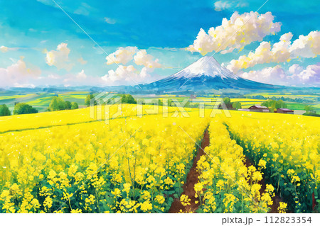 菜の花畑のイラスト 112823354