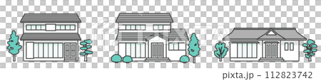 Japanese style house illustration set 112823742