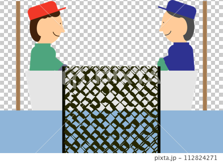 一個人收割海藻的圖片素材 112824271