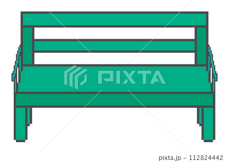 ドット絵のベンチ(緑) ドット絵のベンチ(緑) 112824442