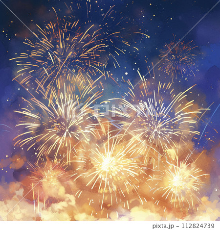 夜空に打ち上がる花火の風景 AI画像 夜空に打ち上がる花火の風景 AI画像 112824739