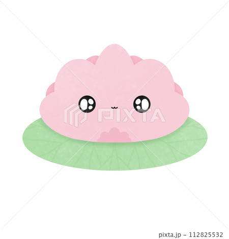 Cute Pink Lotus Flower Mascot Character Kawaii Cartoon illustration Cute Pink Flower Cartoon illustration Kawaii Pink Lotus 112825532