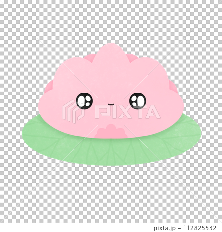 Cute Pink Lotus Flower Mascot Character Kawaii Cartoon illustration Cute Pink Flower Cartoon illustration Kawaii Pink Lotus 112825532