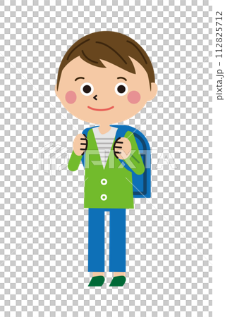 ポップな小学生　ランドセルを背負う　男の子 112825712