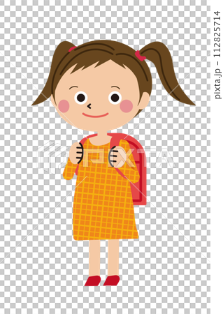 ポップな小学生　ランドセルを背負う　女の子 112825714