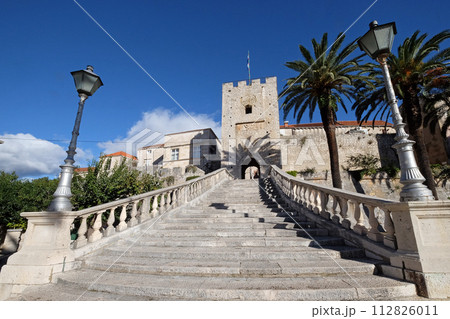 Main gate of old town of Korcula on Korcula island on Adriatic sea in Croatia Main gate of old town of Korcula on Korcula island on Adriatic sea in Croatia 112826011