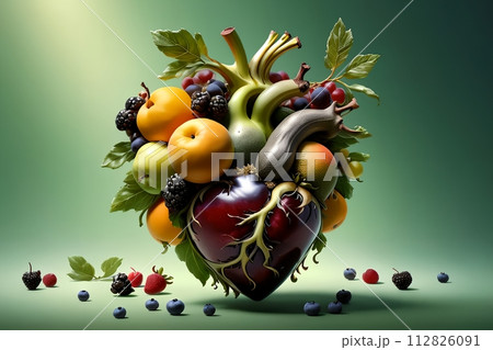 many different mix of fruits in the shape of a heart. 112826091