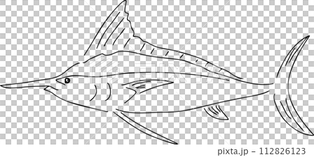 Simple marlin tuna line drawing fish 112826123