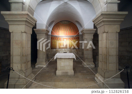Crypt, place where Mary ascended into heaven, in the Abbey of the Dormition, Mount Zion, Jerusalem, Israel Crypt, place where Mary ascended into heaven, in the Abbey of the Dormition, Mount Zion, Jerusalem, Israel 112826158