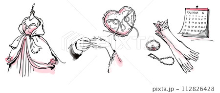 指輪交換  ウエディングドレス　宝石　トルソー　リングピロー　カレンダー　ウエディンググローブ 112826428