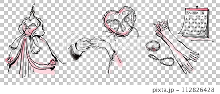 指輪交換  ウエディングドレス　宝石　トルソー　リングピロー　カレンダー　ウエディンググローブ 112826428