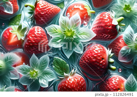 fresh frozen whole strawberries. 112826491