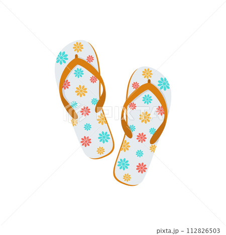 Beach slates. Yellow beach flip-flops. Summer beach shoes. Light shoes. Vector illustration isolated on a white background 112826503