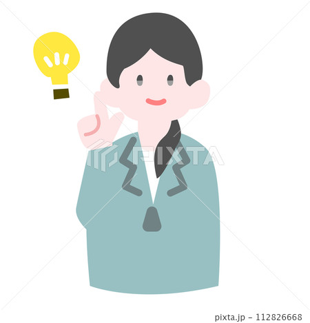 ポイントを指す女性作業員 112826668