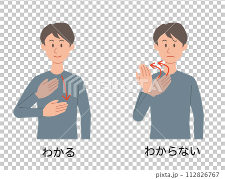一個男人使用手語來理解/不理解的插圖 一個男人使用手語來理解/不理解的插圖 112826767