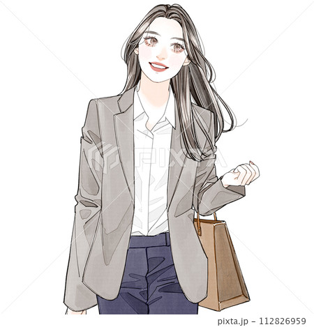 上機嫌に歩いている女性 上機嫌に歩いている女性 112826959