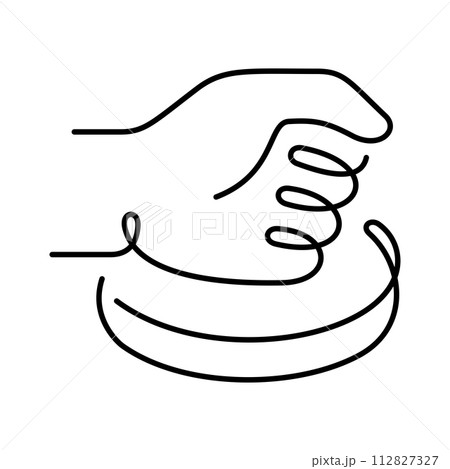 Hand press button, voting one line vector icon 112827327