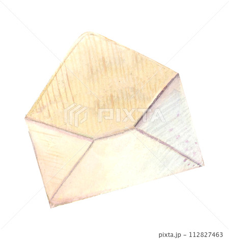 Envelope mail open watercolor drawing empty. Greeting card invitation postcard note paper decoration. Festival write correspondence. Isolated white background. Aquarelle New Year Easter Christmas post Envelope mail open watercolor drawing empty. Greeting card invitation postcard note paper decoration. Festival write correspondence. Isolated white background. Aquarelle New Year Easter Christmas post 112827463