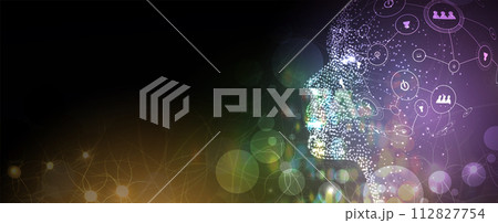 Abstract Artificial intelligence. Cloud computing. Machine learning. Technology web background. Virtual concept futuristic background Abstract Artificial intelligence. Cloud computing. Machine learning. Technology web background. Virtual concept futuristic background 112827754