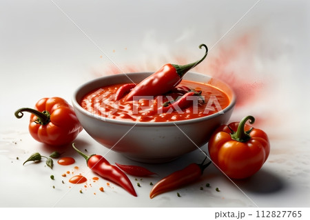red hot pepper isolated on grey background red hot pepper isolated on grey background 112827765