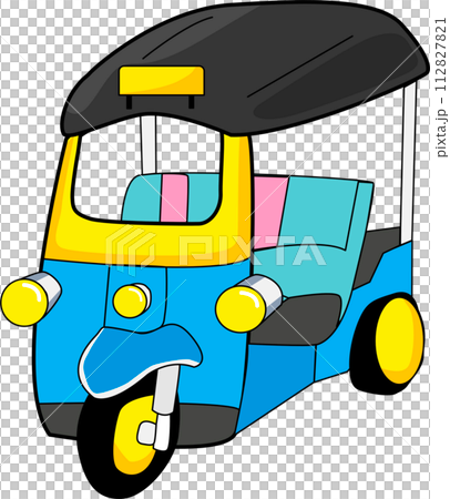 Thailand Tuk Tuk  Taxi Driver, Flat Style Cartoon 112827821