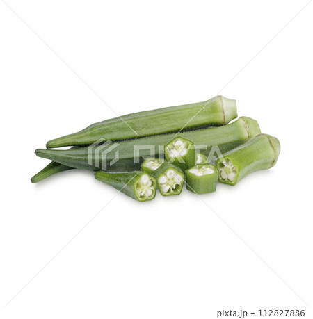 Fresh okra isolated on white background 112827886