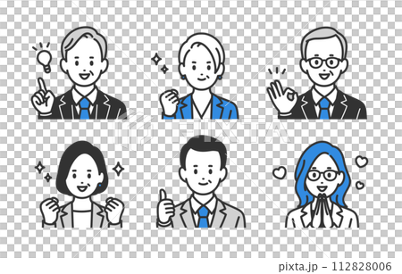 Positive managers/managers upper body set for men and women [person vector illustration material] 112828006