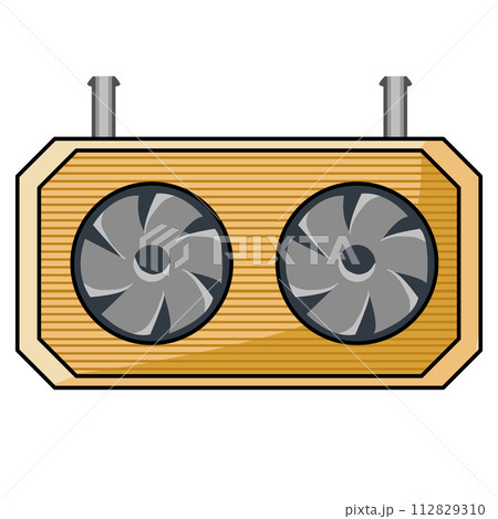 Cooling radiator system for Computer. icon, cpu liquid cooler with fans and radiator. Cooling radiator system for Computer. icon, cpu liquid cooler with fans and radiator. 112829310
