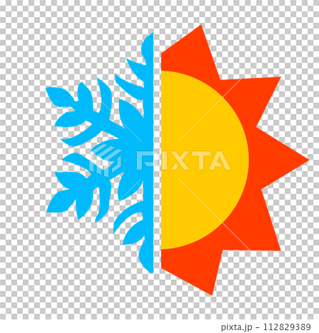 Hot and cold icon. Sun and snowflake  season concept symbol. 112829389