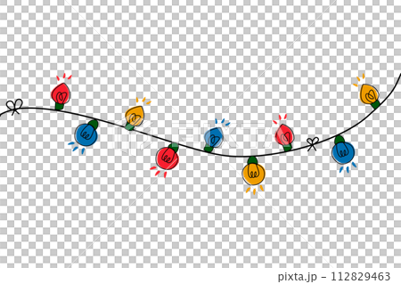 Christmas lights string. Holiday LED bulb strand for magic festive prints. 112829463