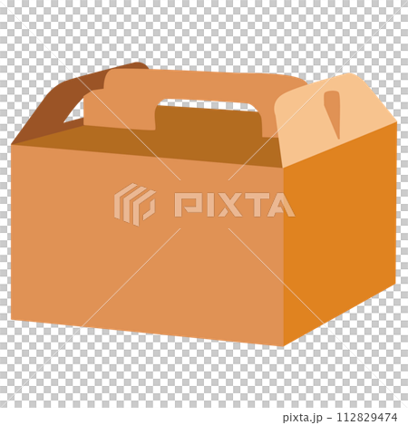 Corrugated handle brown box  packaging die cut template design. 112829474