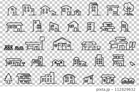 Housing line drawing illustration set Housing line drawing illustration set 112829632
